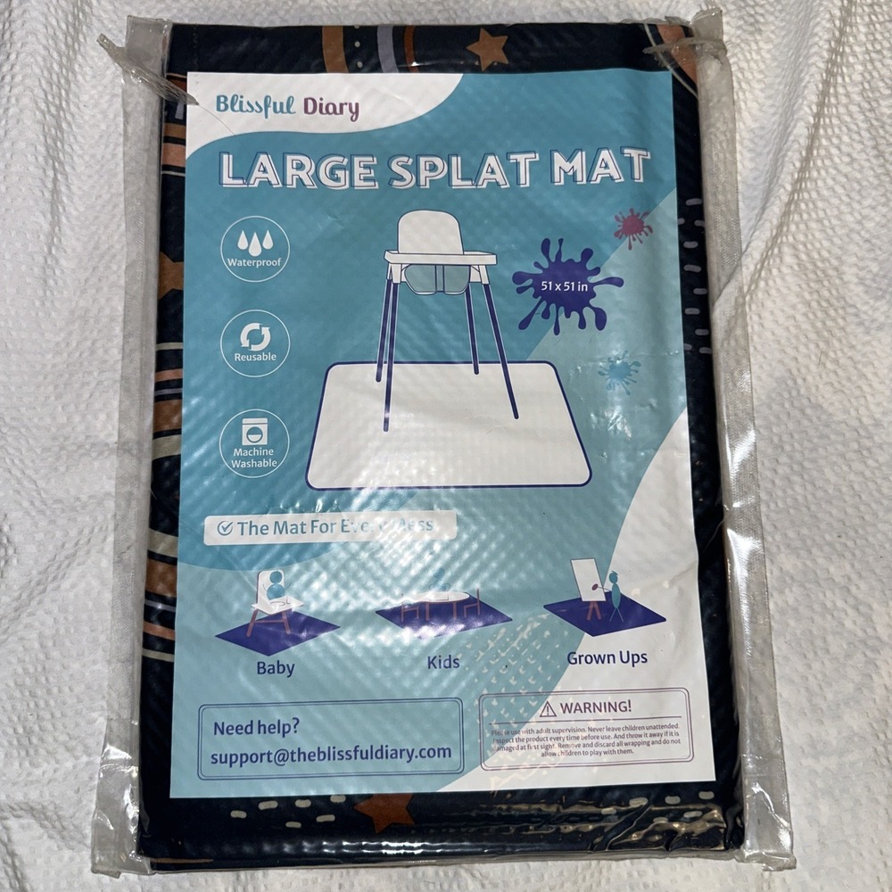 51x51 Inch Waterproof Splat Mat - Anti-Slip Floor Protector for High Chair- Read